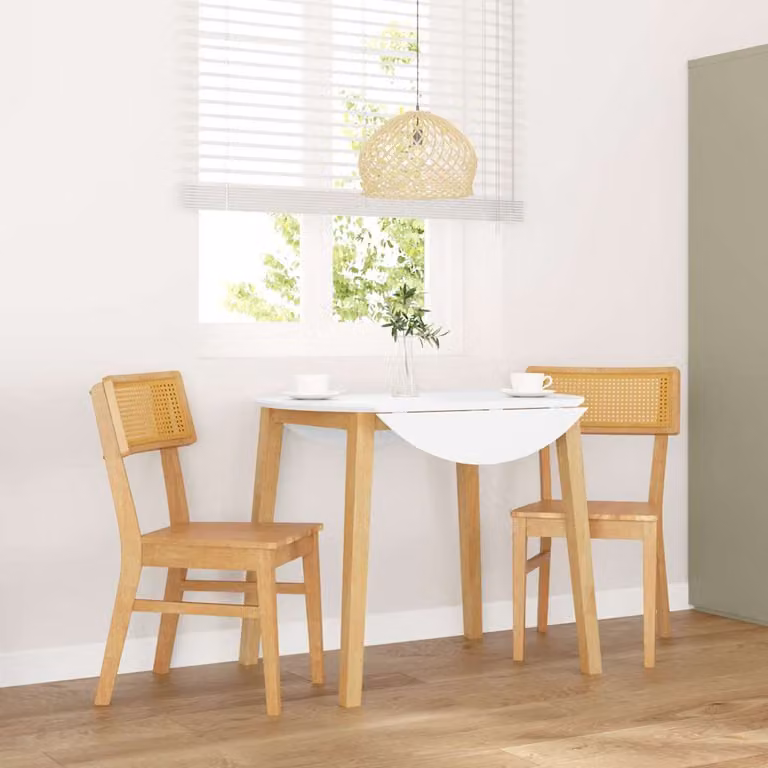 Set di 2 sedie da pranzo vidaXL in legno massello di Hevea color marrone naturale