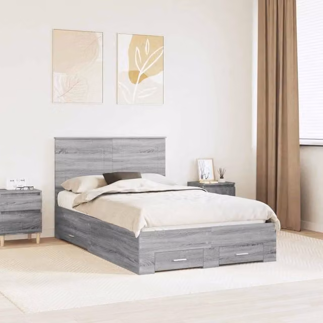 Struttura del letto Sonoma grigio 135 x 190 cm 3409663