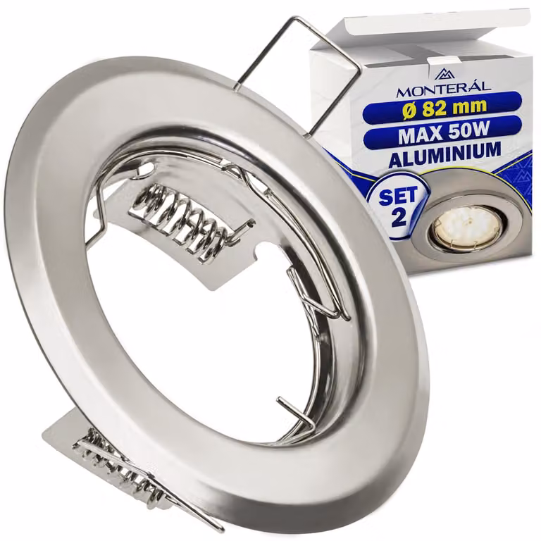 Set di 2 cornici di montaggio per faretti LED, diametro 82 mm, colore argento