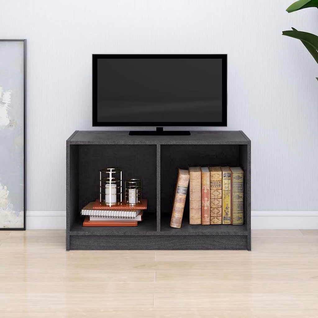 vidaXL Mobile Porta TV Moderno in Legno di Pino Grigio L: 70 cm, P: 33 cm, H: 42 cm