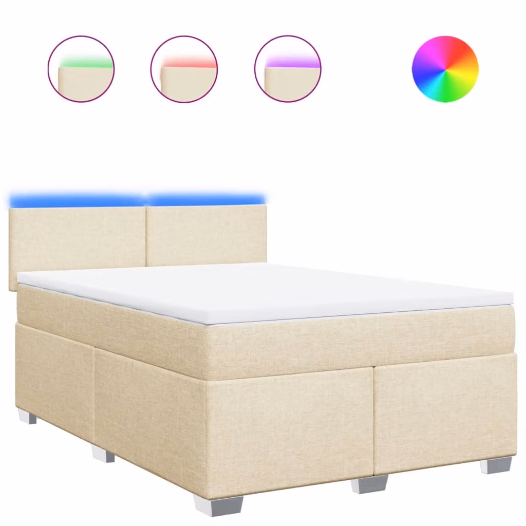 Giroletto a Molle con Materasso Crema 140x200 cm in Tessuto