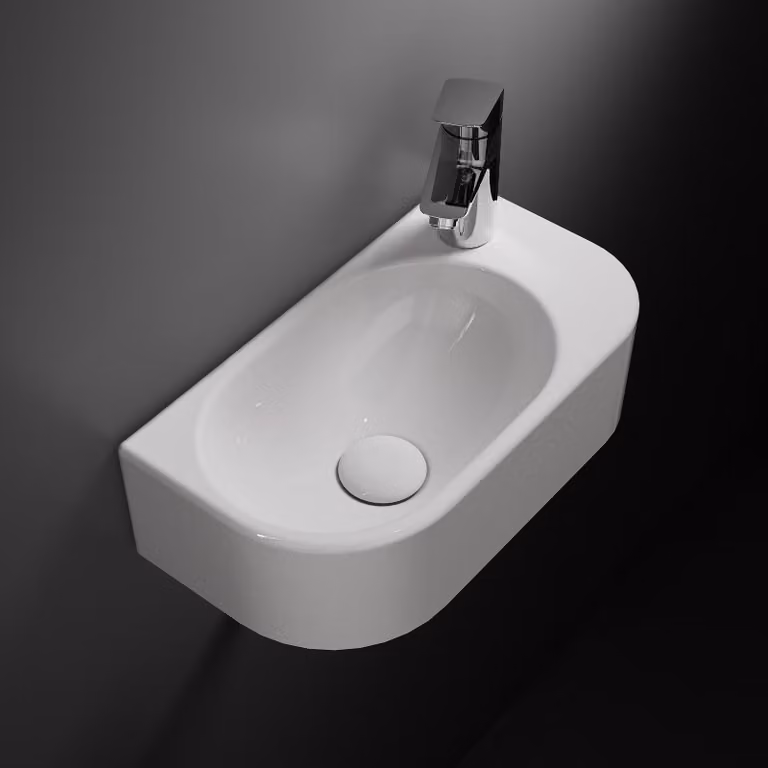 HOROW Lavabo sospeso mini da parete, lavabo da appoggio, vasca lavabo 40,8 x 22,3 x 11 cm con foro per rubinetto