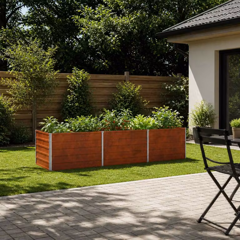 Letto rialzato da giardino vidaXL in metallo Corten color marrone L: 240 cm, P: 80 cm, H: 55 cm