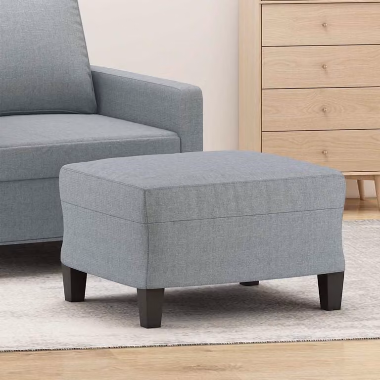 Poggiapiedi vidaXL in tessuto grigio con struttura in legno L: 60 cm, P: 50 cm, H: 41 cm