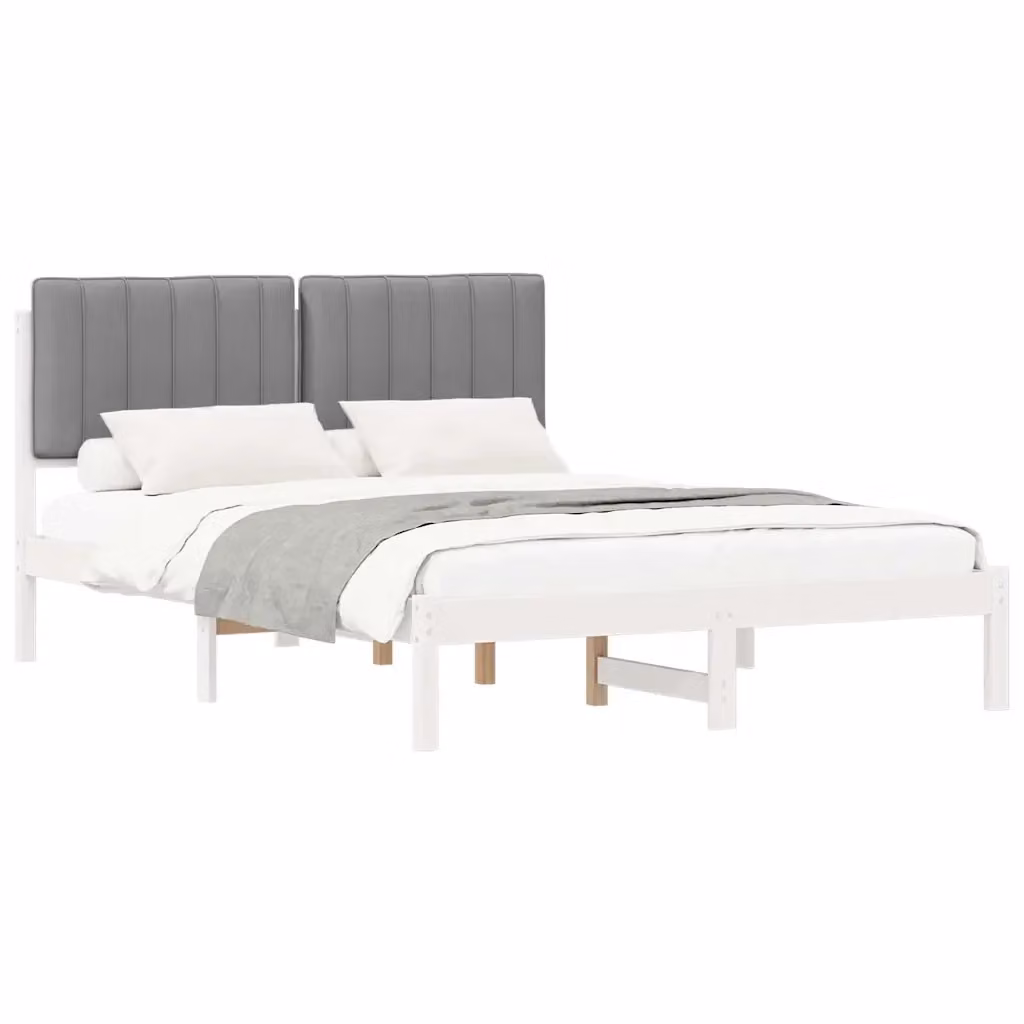 Letto moderno con testiera rivestita in tessuto grigio vidaXL L/P: 140 x 190 cm – 2