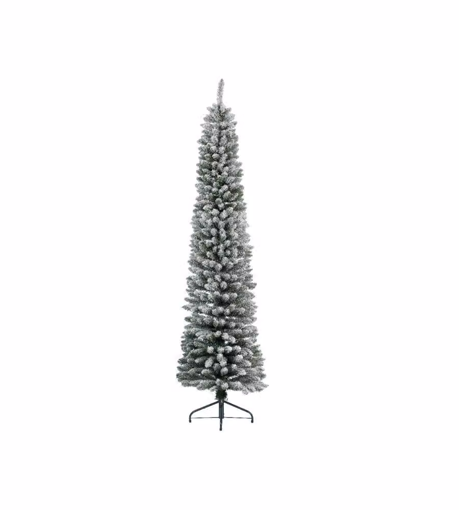 Everlands Albero di Natale Innevato Slim - 180 cm - Base in Metallo