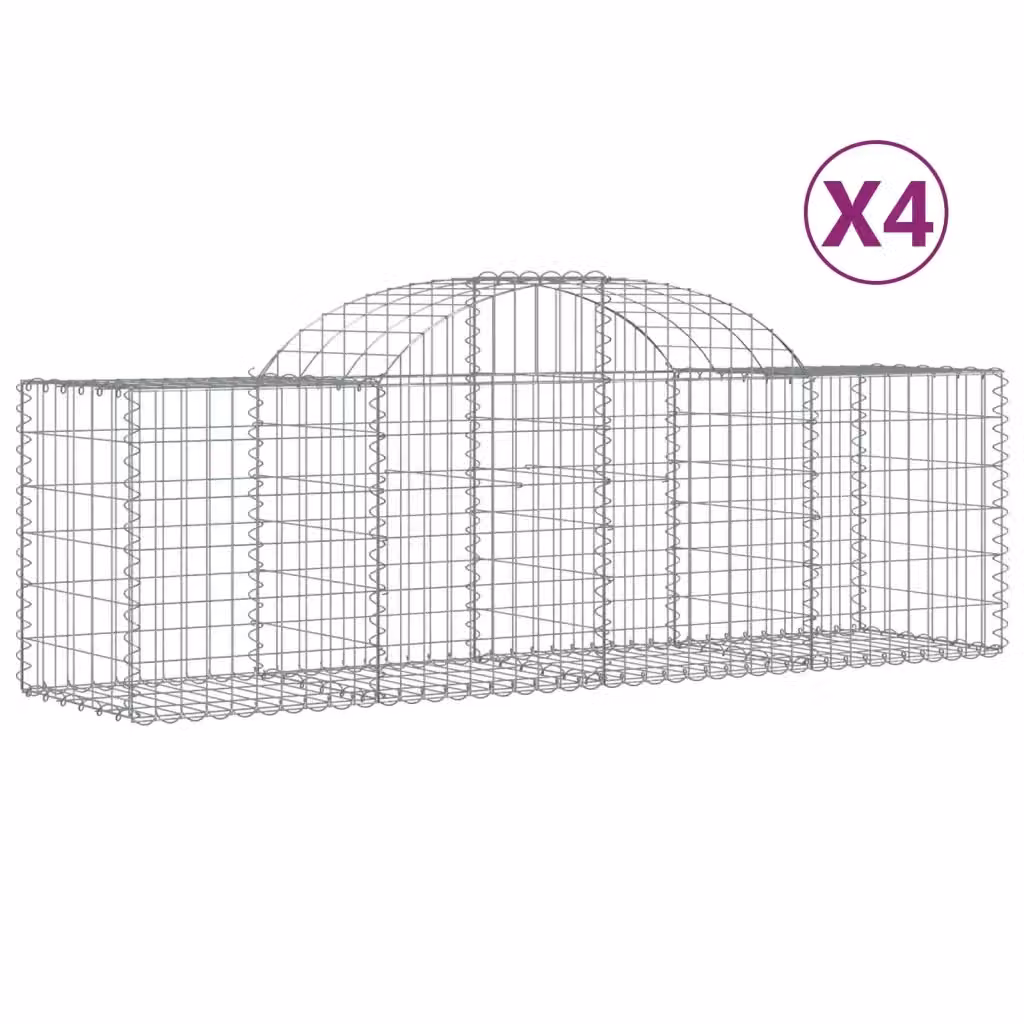 Set di 4 Cesti Gabbioni ad Arco vidaXL in Acciaio Zincato Argento L: 200 cm, P: 50 cm, H: 60-80 cm – 2