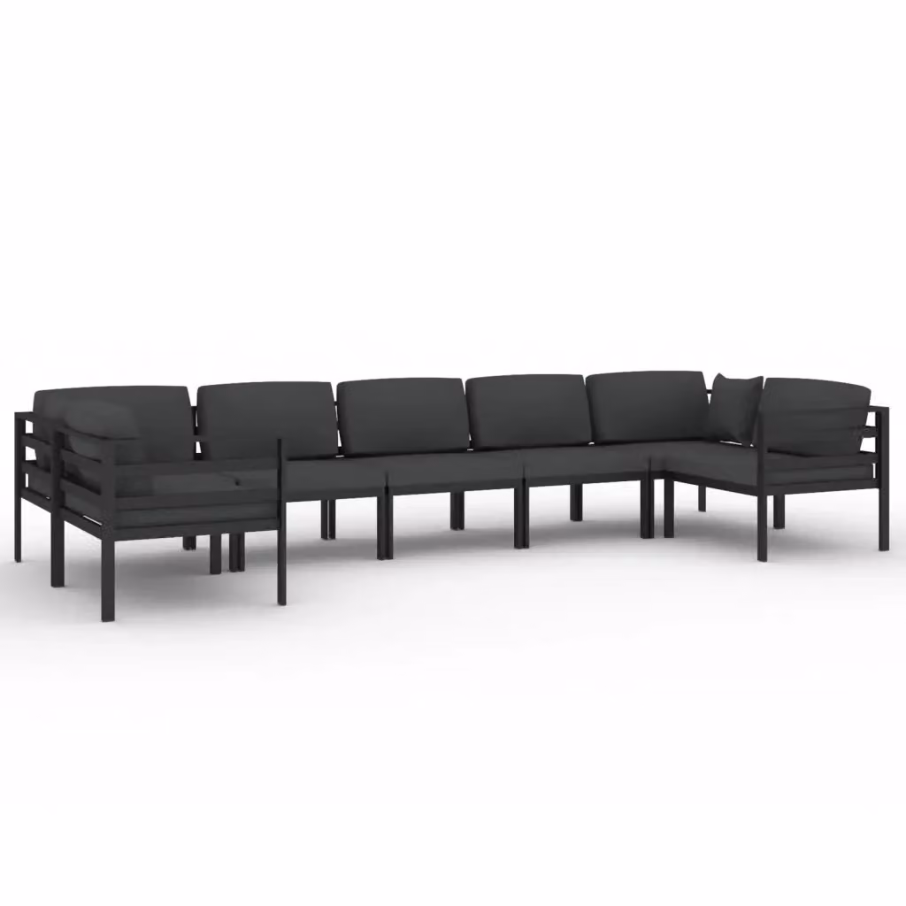 Set di divani da giardino vidaXL a forma di L composto da 7 pezzi con cuscini in alluminio antracite e struttura in metallo per esterno – 2