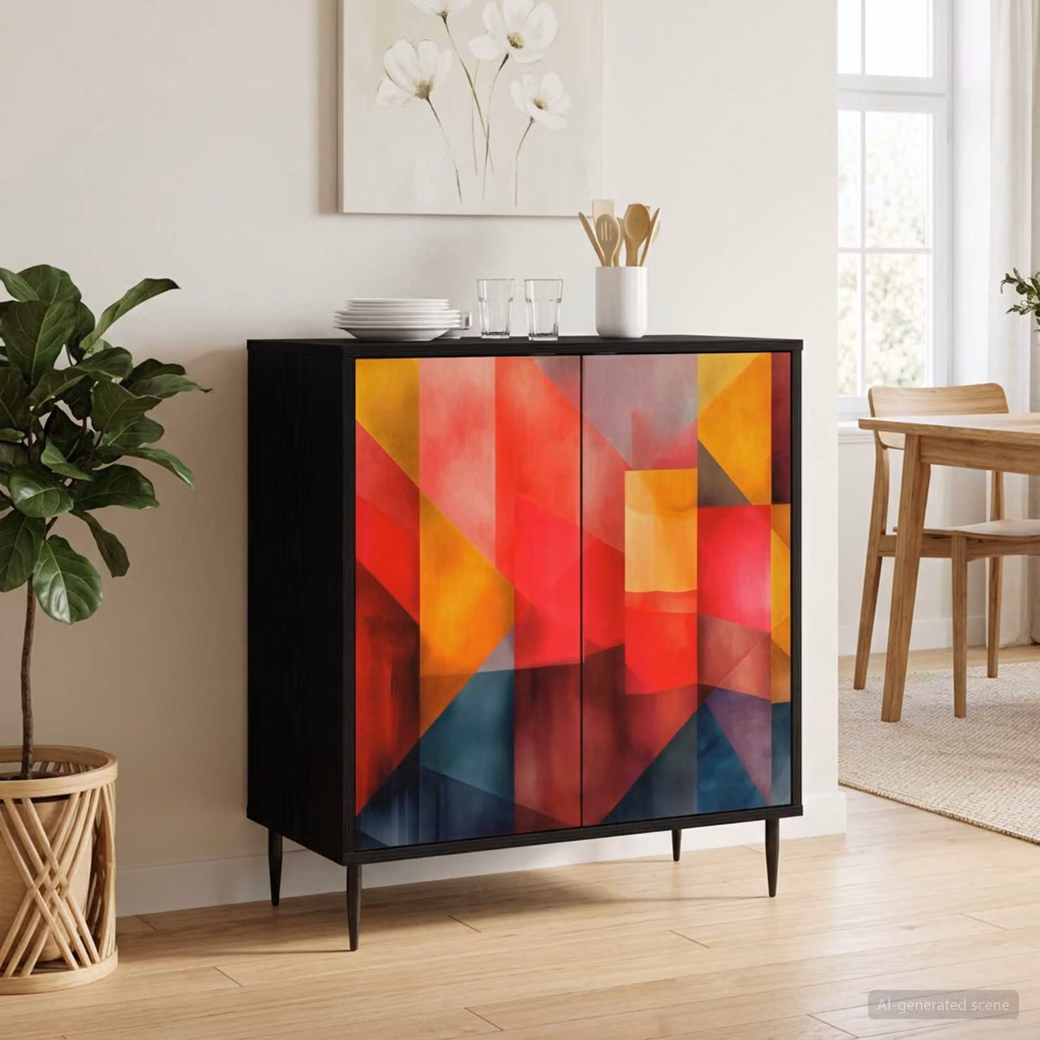 Credenza moderna vidaXL HEESCH in rovere e nero, L 69 cm x P 33 cm x H 76 cm