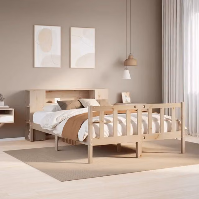 Letto Libreria senza Materasso 135x190 cm in Legno di Pino 3321651