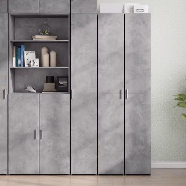 Credenza moderna vidaXL in legno MDF grigio, L/P/H: 30 x 42,5 x 185 cm