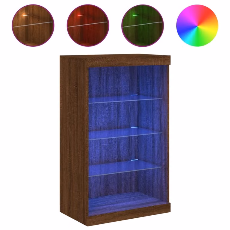 Credenza con Luci LED Rovere Marrone 60,5x37x100 cm