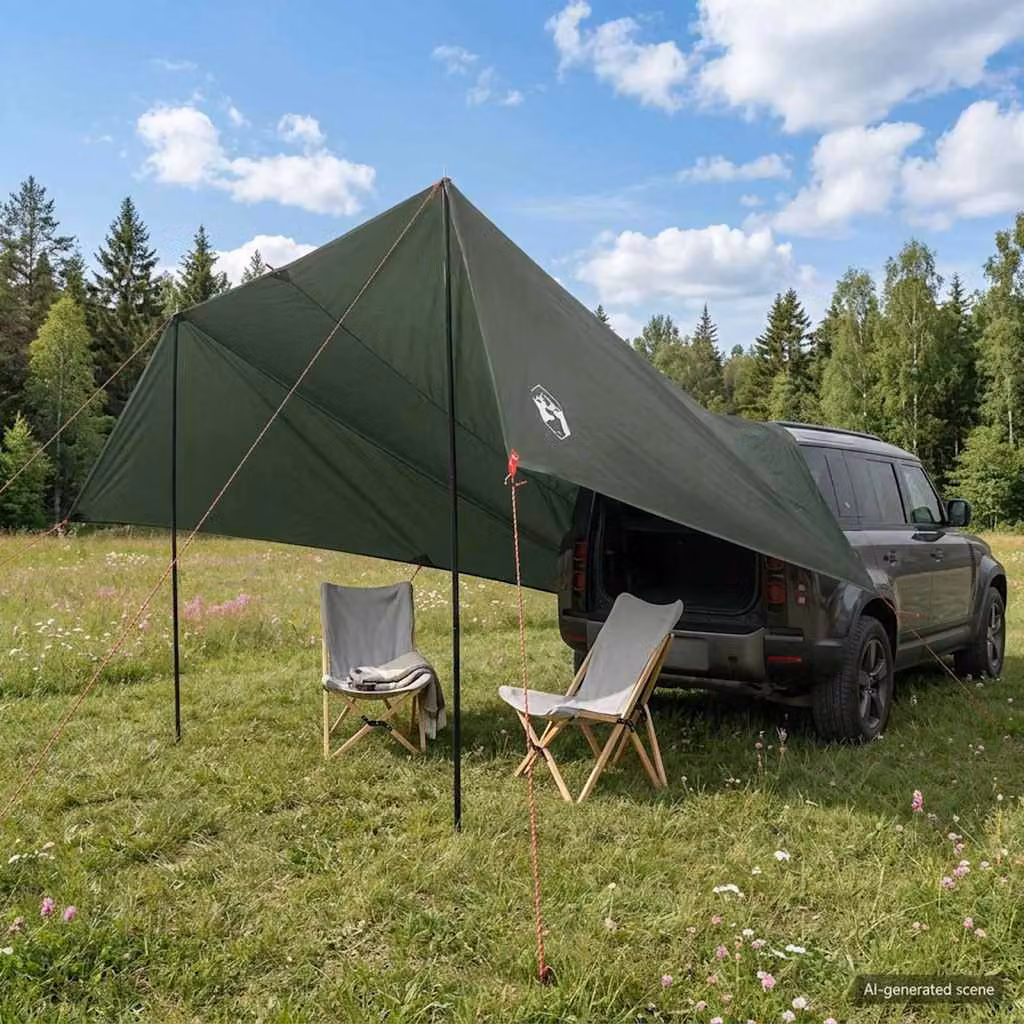 Tenda da veicolo vidaXL Verde militare L: 500 cm, P: 515 cm, H: 215 cm