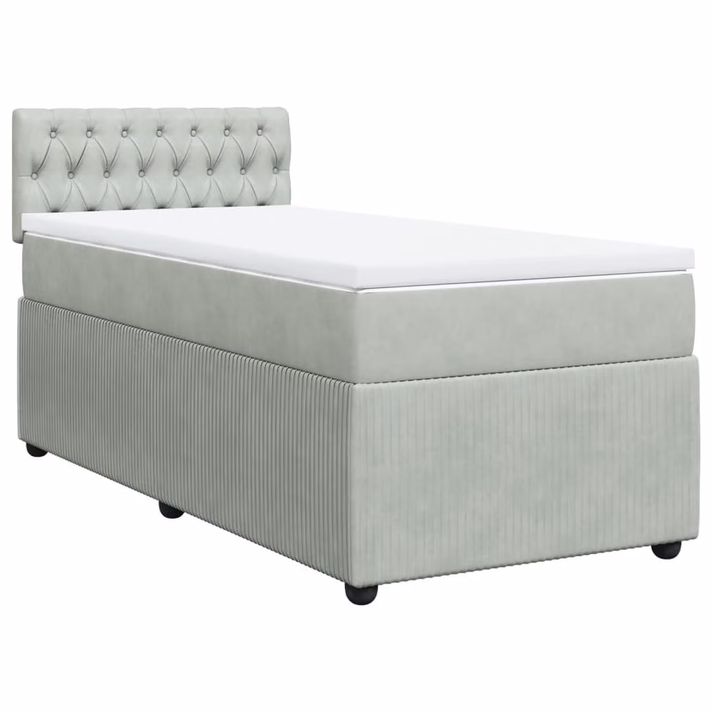 Giroletto a Molle con Materasso Grigio Chiaro 90x200 cm Velluto