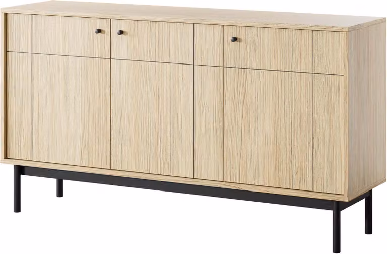 FURNLUX Credenza Japandi Oak Und Black 154cm / Hauptfarbe: Beige / Dimensioni: 154 x 39 x 84 cm