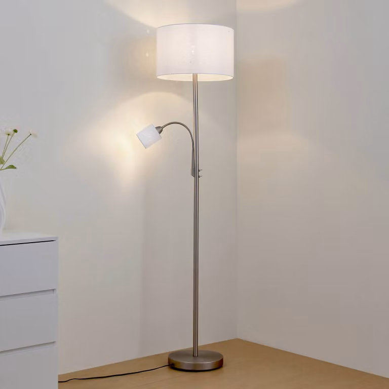 Lampada da terra Jaileen Lindby, Bianco / Opale, Soggiorno / Sala da pranzo, Metallo, Moderno, Lampada da terra