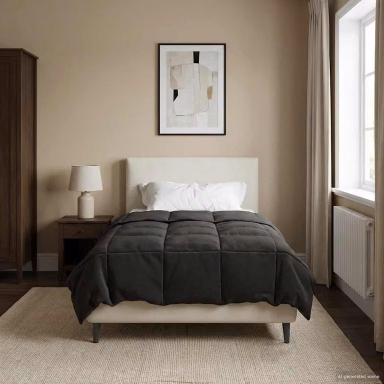 Piumino estivo traspirante e reversibile vidaXL in microfibra, colore antracite, L: 155 cm x P: 200 cm