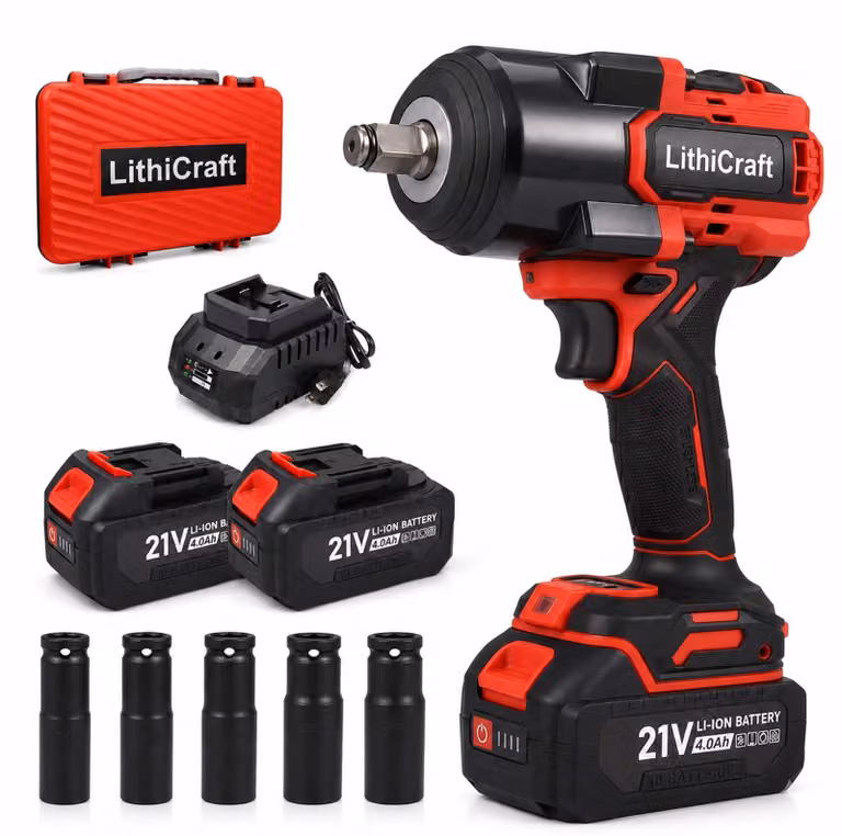 Chiave a impulsi elettrica Accu da 1200 Nm - 2 batterie da 4,0 Ah - Attacco da 1/2 pollice - Motore brushless