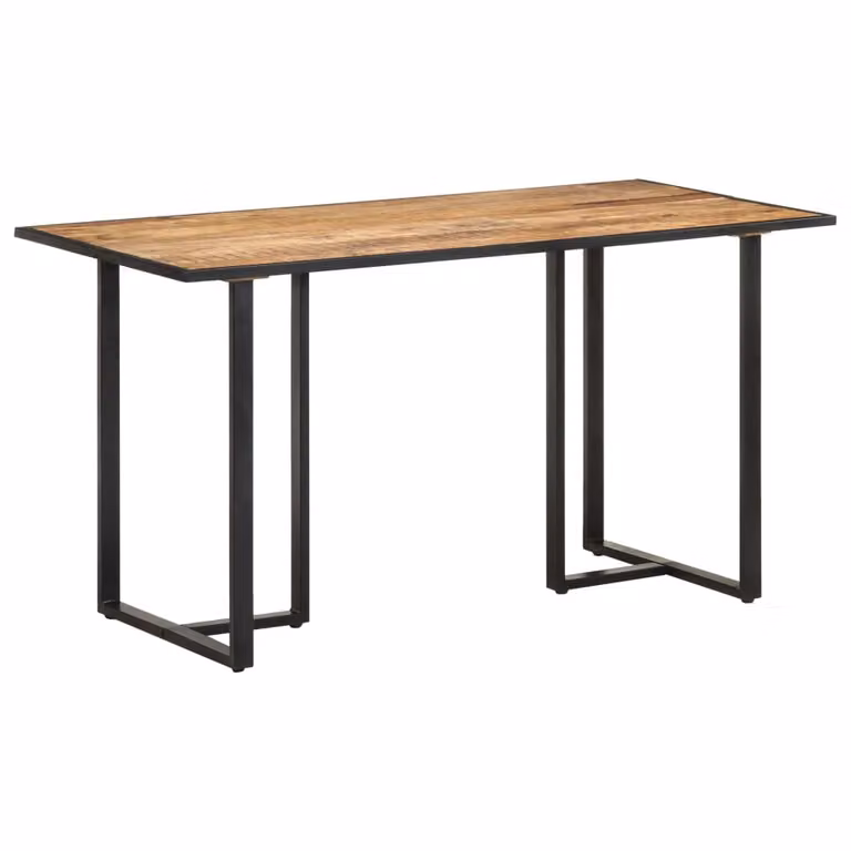 Tavolo da pranzo "Patersberg" in acciaio, legno massiccio nei colori marrone e nero. Dimensioni (L/A) 140x70x76 cm