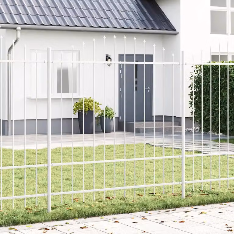 Set di 4 recinzioni per giardino vidaXL WOERDEN in acciaio e alluminio verniciato a polvere, Bianco, H: 215 cm, L: 170 cm