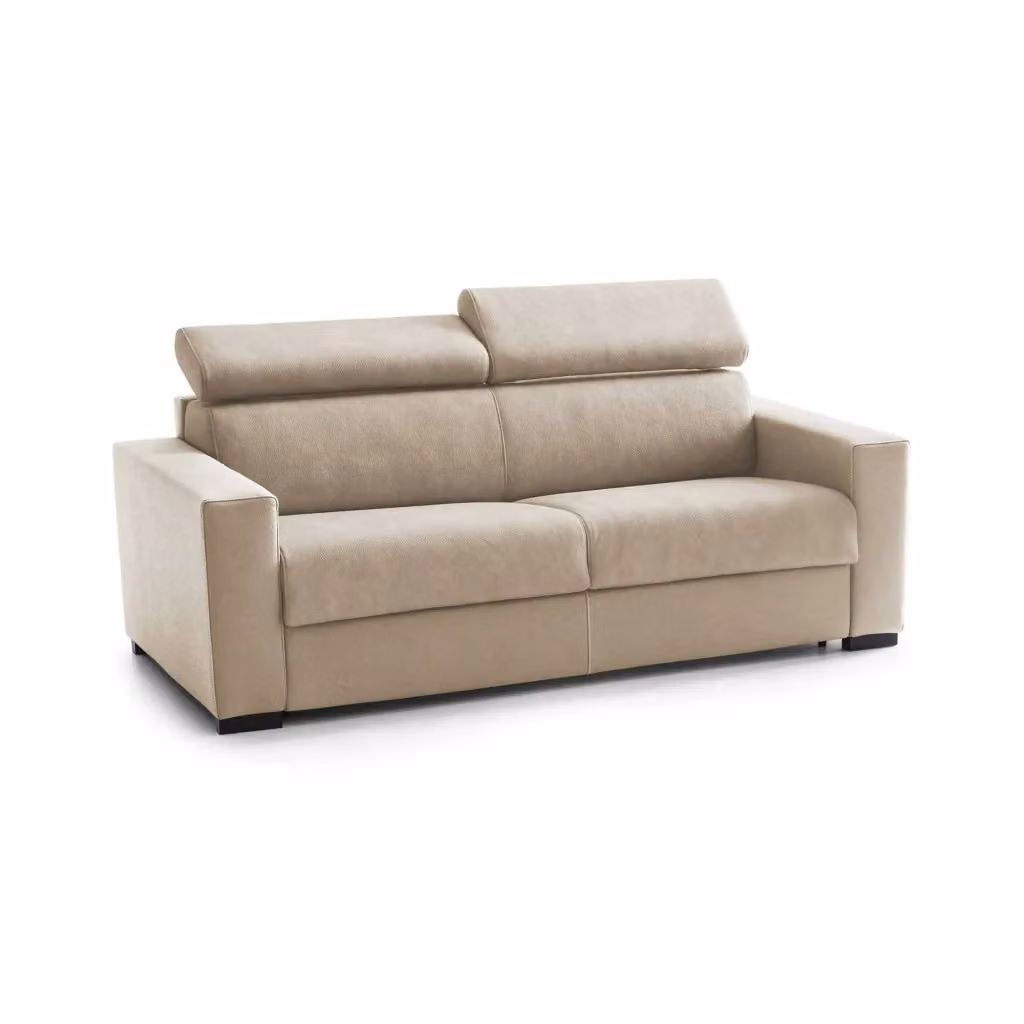 Divano a 3 posti Matrice TALAMO ITALIA in tessuto beige con poggiatesta regolabili L: 220 cm, P: 95 cm, H: 85 cm – 2