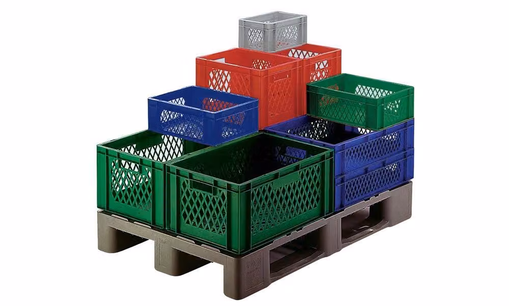 LA-KA-PE Contenitore da trasporto impilabile L600xL400xH320mm - TK600/320-1 GRIGIO