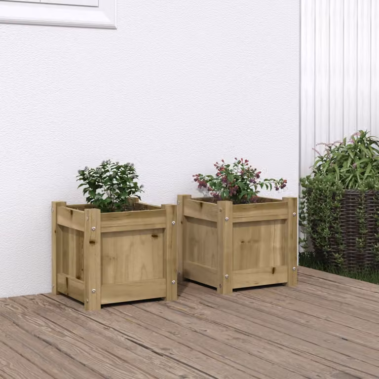 Set di 2 fioriere da giardino vidaXL in legno di pino impregnato marrone