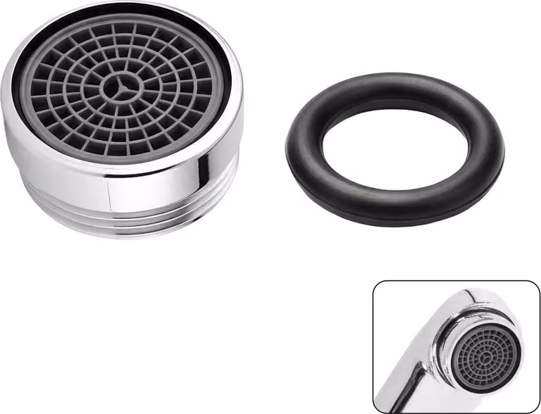 Avizar, 4x rubinetto con filtro antispruzzo per risparmiare acqua, argento