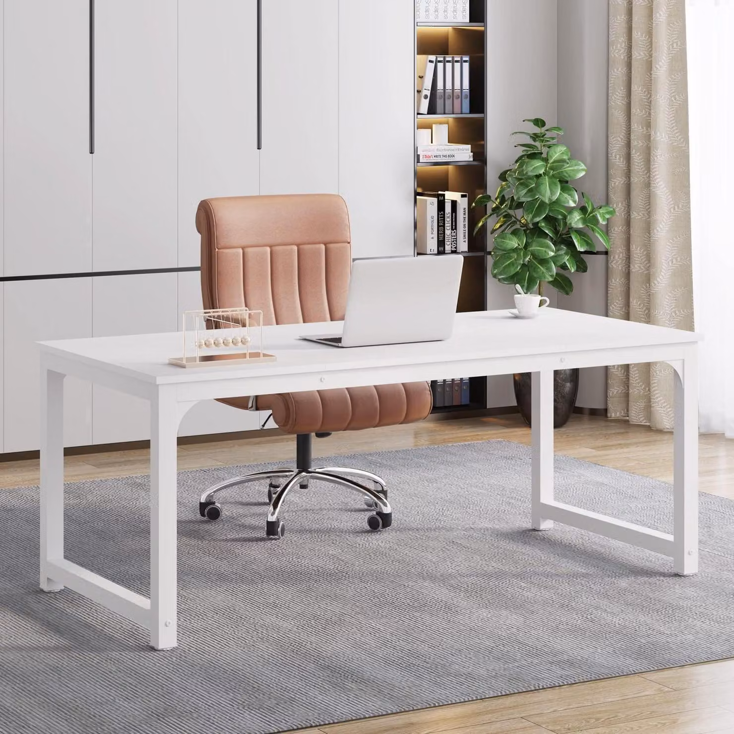 Scrivania, tavolo per computer, scrivania da ufficio, tavolo da lavoro, dimensioni 160 x 80 x 75 cm, colore bianco