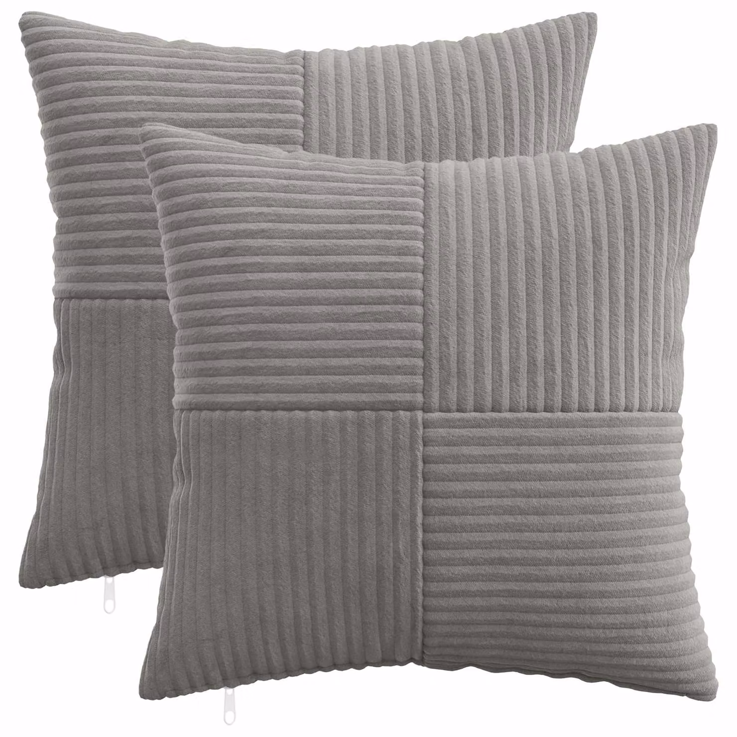 Set di 2 federe vidaXL ALMELO in velluto a coste grigio chiaro, L 40 x L 40 cm