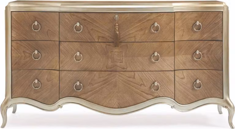 Casa Padrino cassettiera barocca a 9 cassetti marrone / champagne oro 185 cm