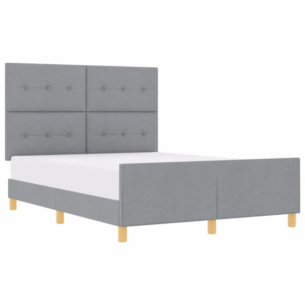 Struttura letto imbottita vidaXL in tessuto grigio, L 140 x P 190 cm – 2