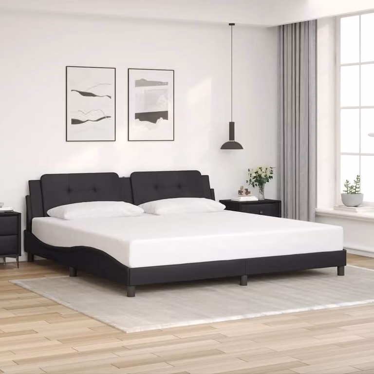 Giroletto senza materasso vidaXL Zadar nero in similpelle con struttura in legno e metallo L/P: 200 x 200 cm