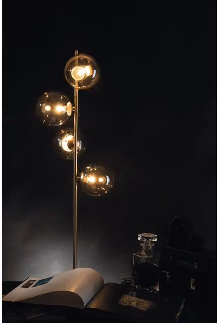 Lampada da terra HONEY in metallo e vetro color oro/ottone, H 160 cm, con 4 lampadine G9 per luce d'ambiente design