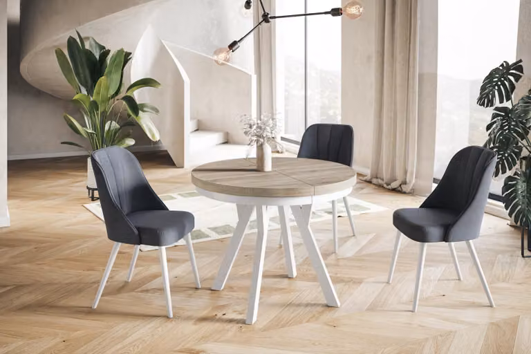 Alpi Moebel, Tavolo da Pranzo Evo, Tavolo per Mangiare Allungabile, Diametro da 80 - 130 cm, Sonoma