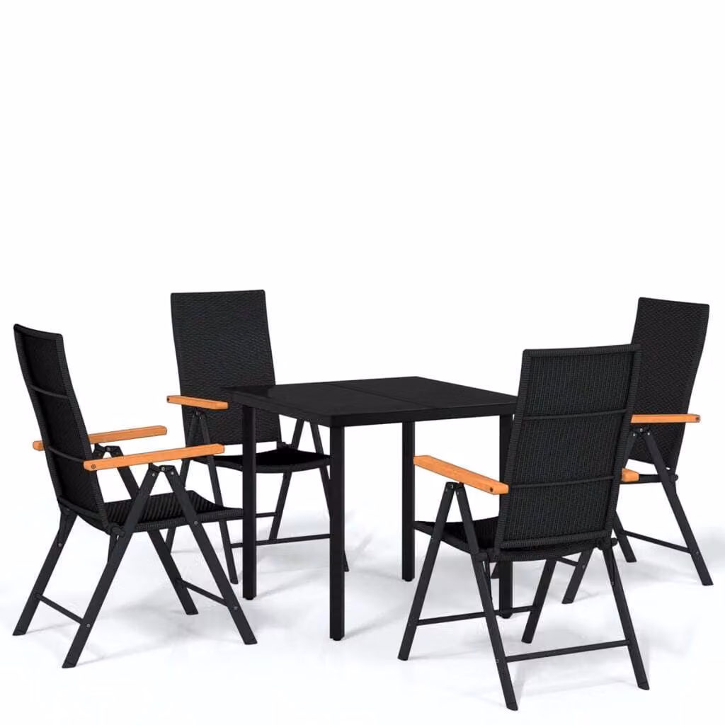 Set da Pranzo da Giardino 5 pz Nero