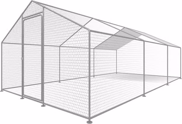 Recinto per polli Habitat et Jardin in acciaio zincato grigio, L: 6 m, P: 3 m, H: 2 m