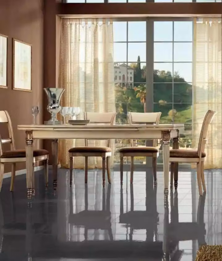 Italienische Stil Esstisch 4x Stühle Holz Tisch Essgarnitur Design 5tlg