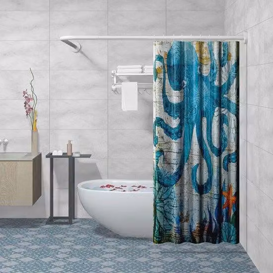 Porta-tenda da doccia in acciaio inossidabile a forma di L per bagni, lunghezza 70-165 cm