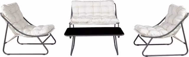Set da giardino in metallo con cuscini "Aria" - 4 posti - Beige