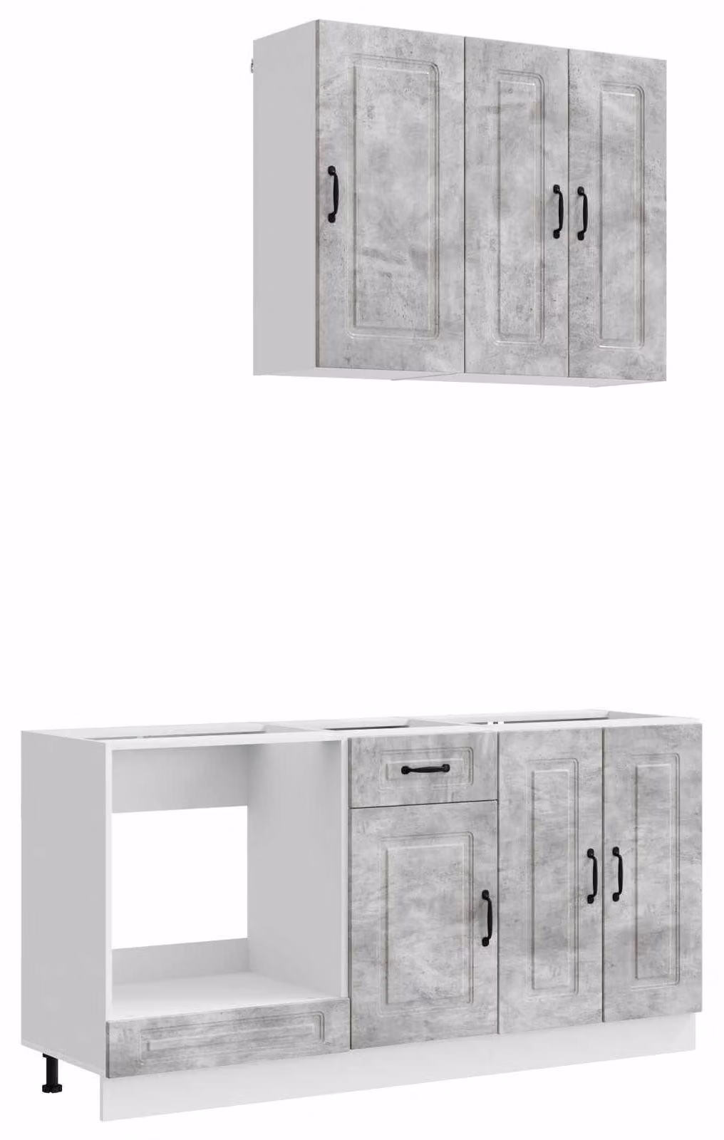 Set di mobili da cucina KALMAR, 5 pezzi, colore grigio cemento, materiale: legno composito