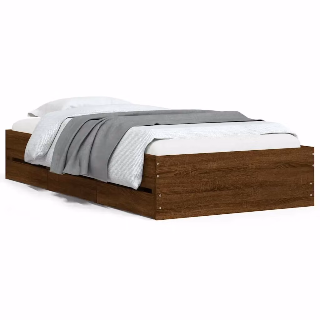 Letto con cassetti vidaXL in legno rovere marrone L 90 cm x P 200 cm – 2