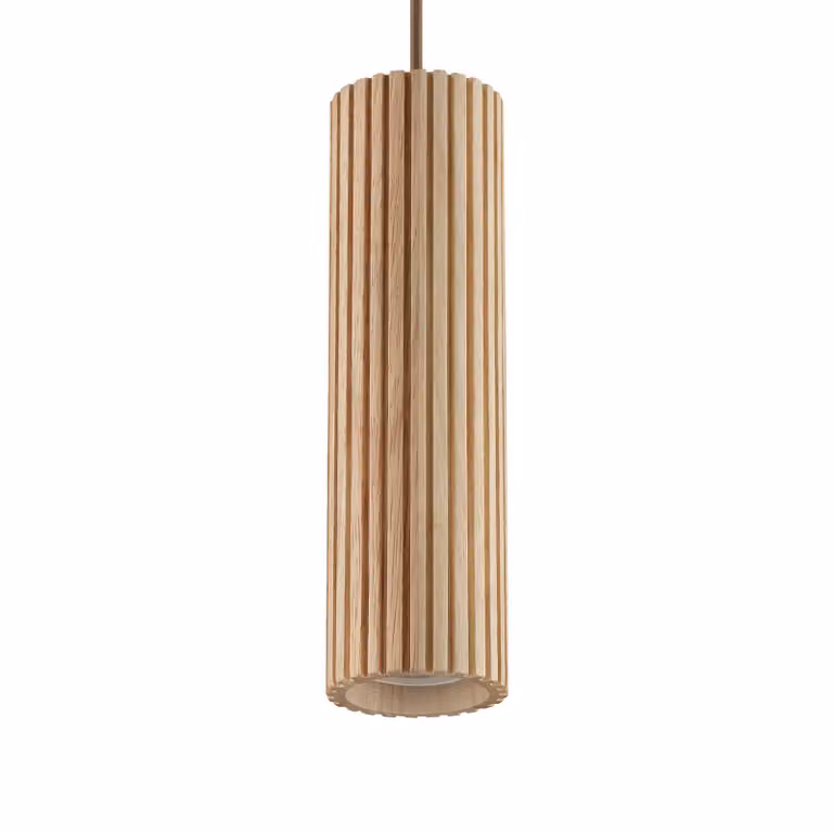 Brilliant Lampada a sospensione Lakewood, dimmerabile, Legno chiaro, Soggiorno / Sala da pranzo, Legno, Moderno, Lampada a sospensione