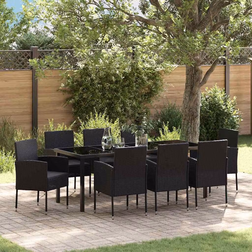 Maison Exclusive - Set da giardino per esterni, 9 pezzi, in rattan sintetico nero