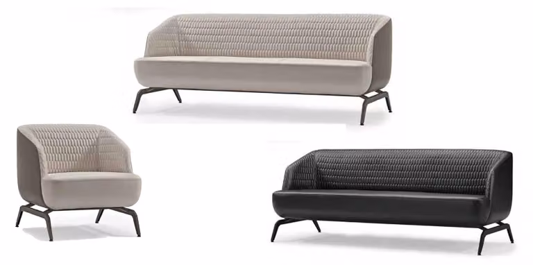 Schwarz-Weiße Couchgarnitur Luxuruiöse 2x Dreisitzer Ledersessel 3tlg