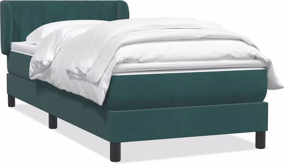 Giroletto a Molle con Materasso Verde Scuro 80x220 cm Velluto