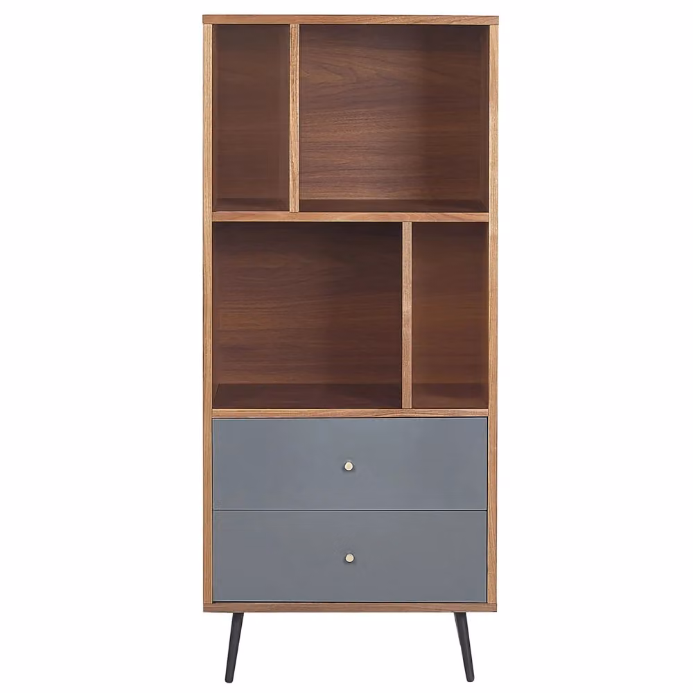 Libreria moderna BELIANI in noce scuro e MDF grigio con cassetti, L/P/H: 139 x 60 x 40 cm – 2