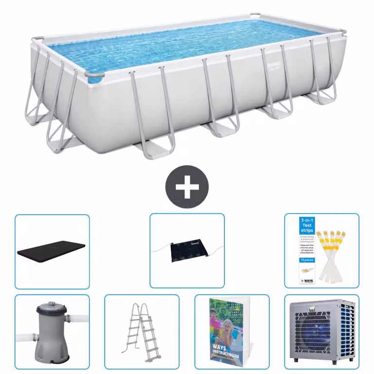 Bestway Power Steel, piscina rettangolare - 488x244x122 cm - composta da 6 parti, modello S524