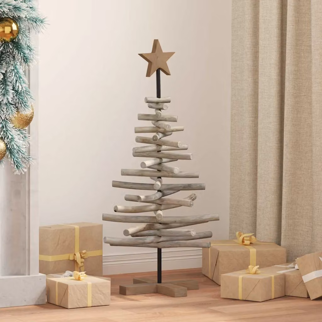 Albero di Natale vidaXL in legno di teak massello marrone, Altezza: 90 cm