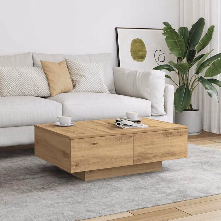 vidaXL Tavolino da Salotto Moderno in Legno Marrone L: 90 cm, P: 60 cm, H: 31 cm